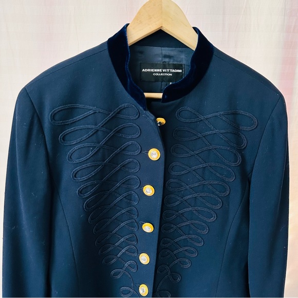Vintage Blue Blazer Military Soutache Trim Gold Buttons Size 6 By A Vittadini - Picture 8 of 12